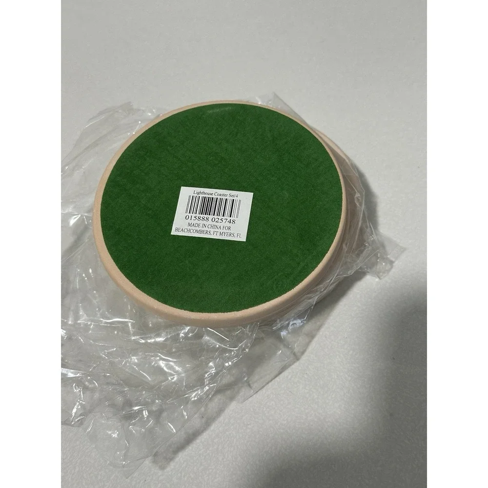 Terra Cotta‎ Coasters Felt Bottom Set Of 4 Lighthouse New In Box Beach Cottage